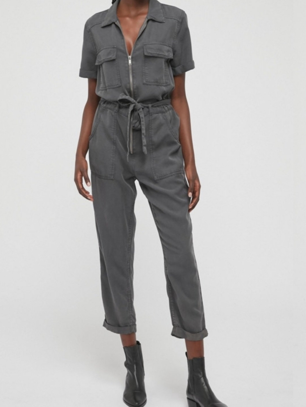 Urban Outfitters BDG Victory Zip Front Coverall Jumpsuit Grey Size XS